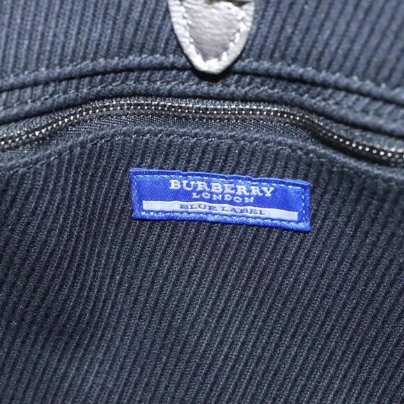 BURBERRY Blue Label Hand Bag Canvas Black Silver Auth - Picture 9 of 16